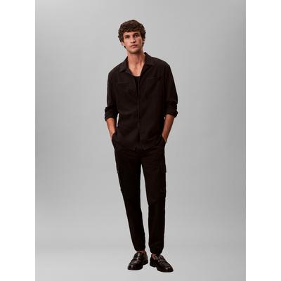 Cargohose CALVIN KLEIN JEANS, Herren, Gr. XL, N-Gr, schwarz, Twill, Obermaterial: 97% Baumwolle, 3% Elasthan, unifarben, skinny fit lang, Hosen Cargohose, elastischer Bund, Skinny fit, Cargotaschen