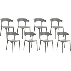 GARTENSTÜHLE 8er-Set Kunststoff grau Gubbio