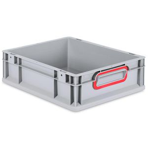Allit Eurobox ProfiPlus EuroBox 412, grau, 10,4 Liter, geschlossene Griffe in rot, 40 x 30 x 12cm