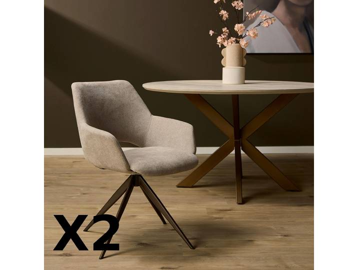 Chaise pivotante beige à accoudoirs (x2) CORTINA