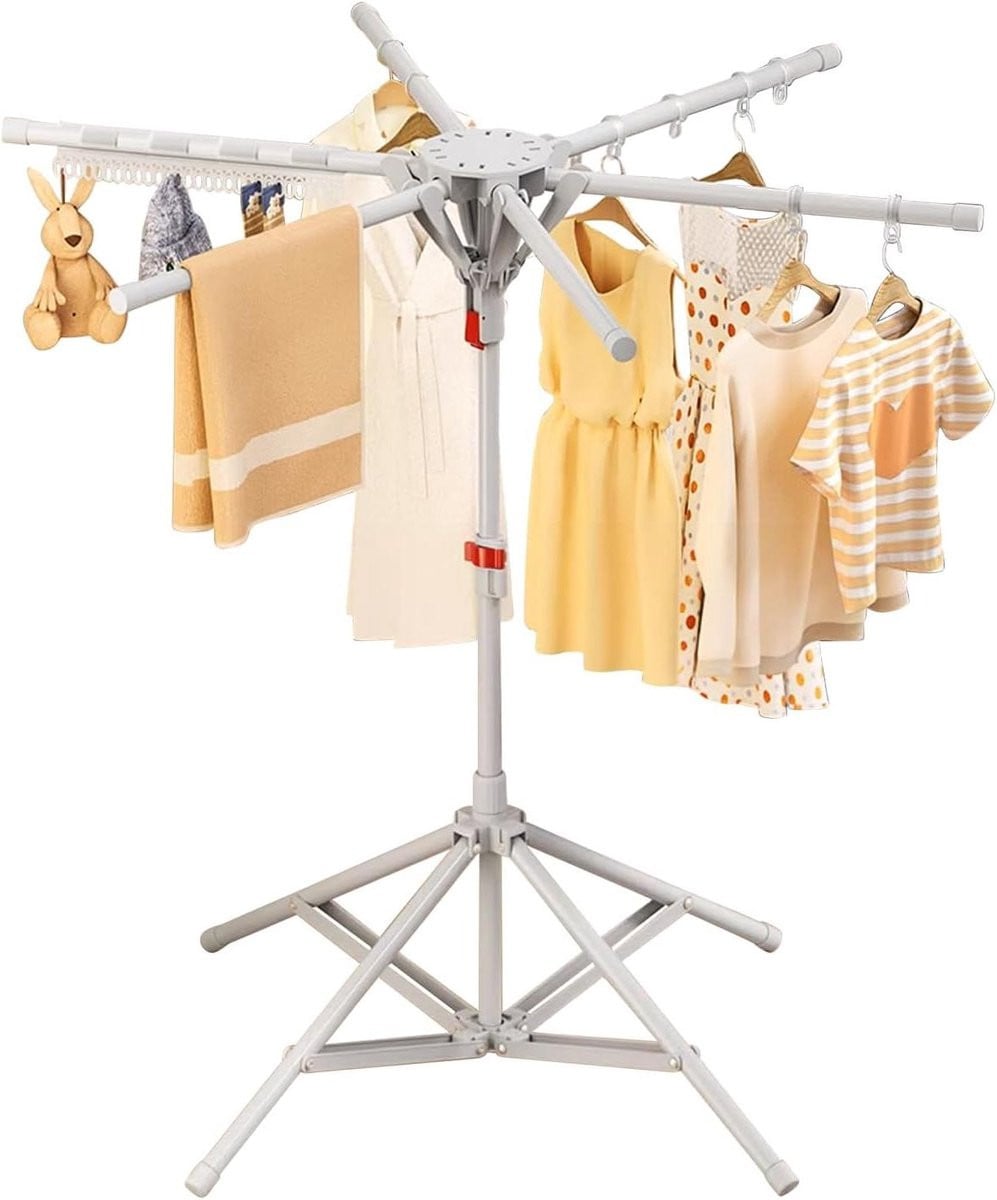 Wasrek Inklapbaar Grijs - Verstelbaar Droogrek voor Kleding - Hoogte: 170 cm