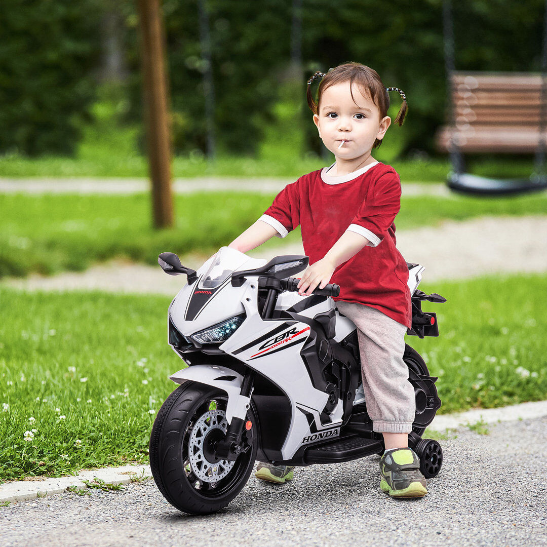 HOMCOM Honda Licensed 6V Kids Electric Motorbike Ride On Car for 3-5 Years White