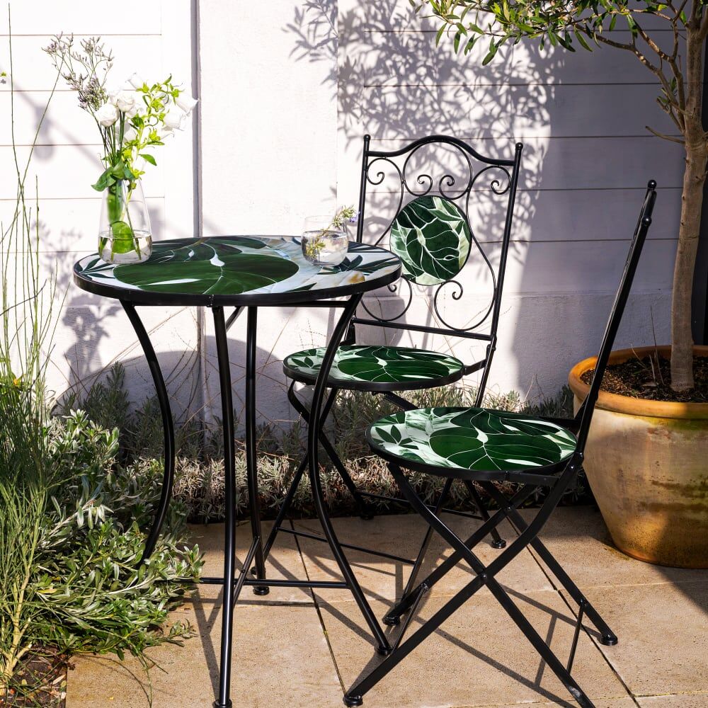 Axi Table bistrot avec 2 chaises, mosaïque, tropical Vert 60x90x60cm