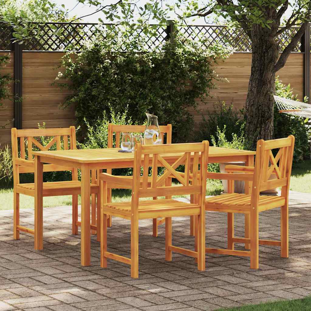 vidaXL Sillas de jardín 4 uds. Natural Madera de Acacia Sólida Marrón