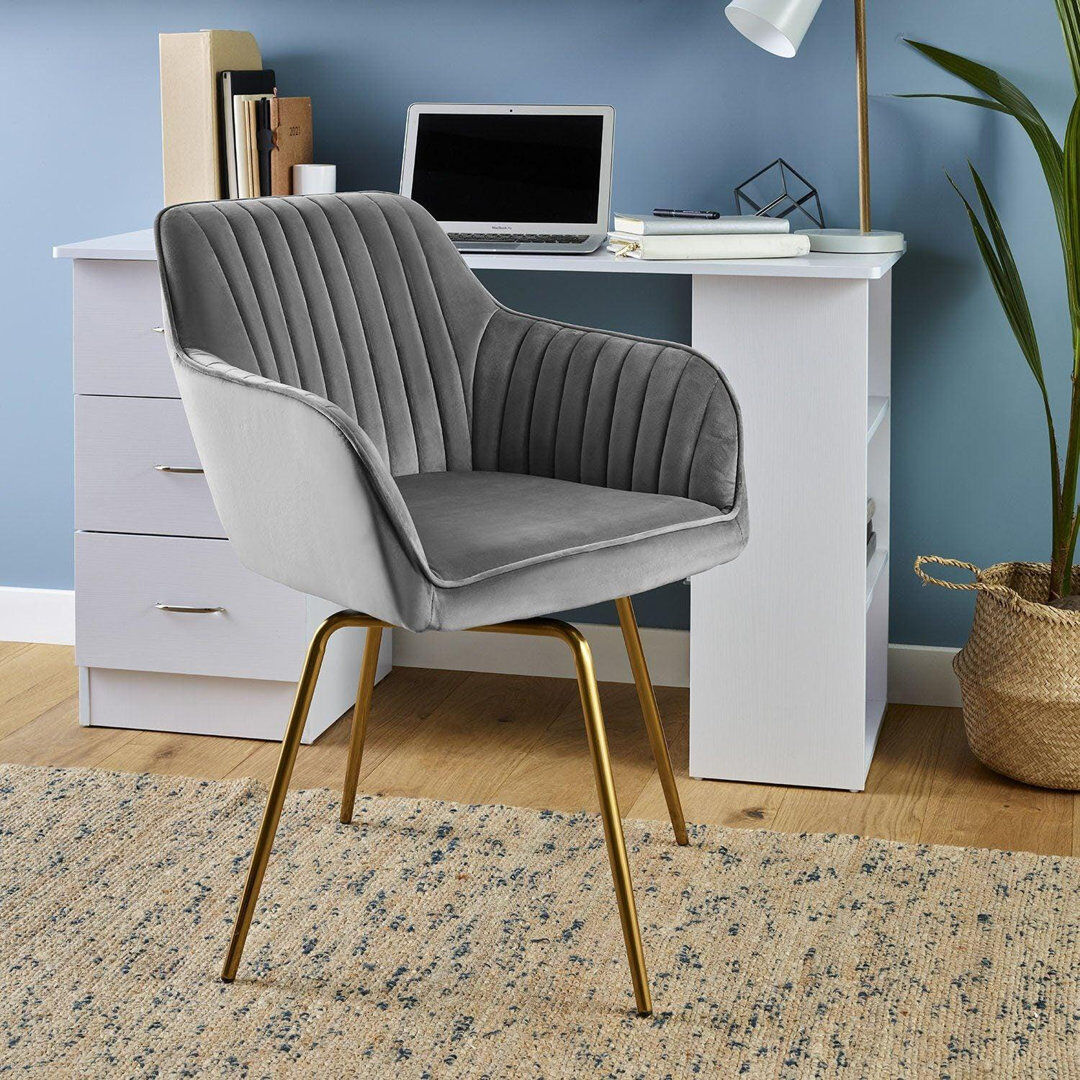 Latitude Run Dotir Office Chair Grey/Gold 84cm H X 57cm W X 60cm D