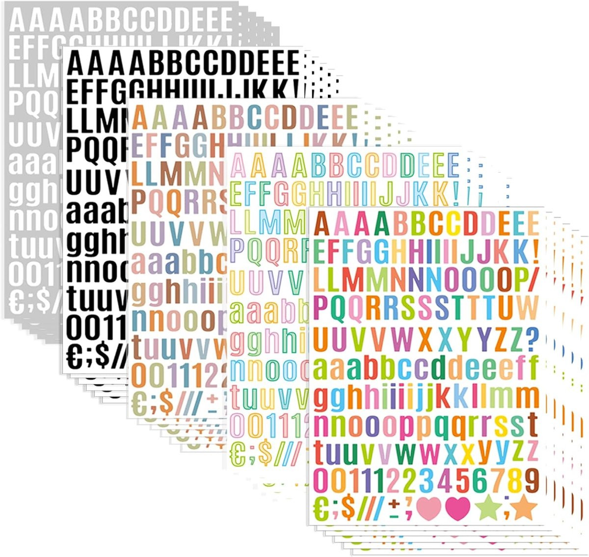 Grote set zelfklevende vinyl letter- en cijferstickers voor decoratie en personalisatie