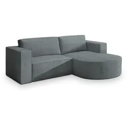ECKSOFA SORELA P R-S Grau Kordstoff mit Schlaffunktion