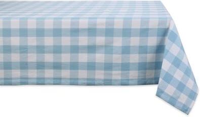 "DII Buffalo Check Tabletoppers, 60x120"", White & Light Blue, 1 Piece"