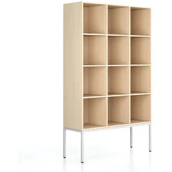 Bücherregal FRAME, mit weißem Sockel, 1299 x 450 x 2185 mm, Birke