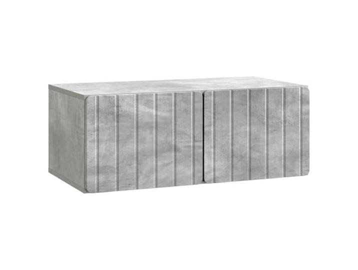 KTHLBRH TV-Schrank zur Wandmontage, 78,5 x 41 x 30 cm, Zementgrau, 2 Türen Holztechnik, Wandmontage, Innenbereich, 2 Türen, 90° drehbar, Belastung 60 kg, Gewicht 14,82 kg
