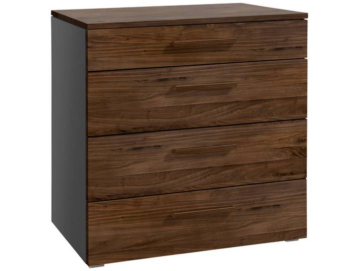 Hasena Kommode, Anthrazit, Nussbaum, Holz, Nussbaum,Nussbaum, massiv, 4 Schublade(n) Schubladen, 90x86x50 cm, stehend, in verschiedenen Holzarten erhältlich, Holzmöbel, Kleinmöbel Holz, Holzkommoden