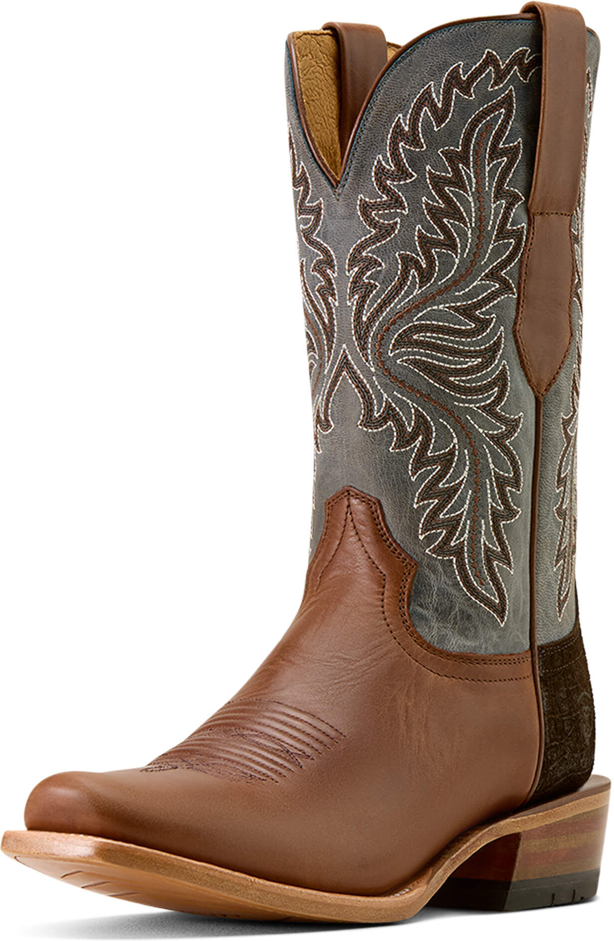 Men's Futurity Deal Narrow Cutter Toe Cowboy Boots in Rawhide Tan Frosted Blue, Size: 8 D / Medium by Ariat