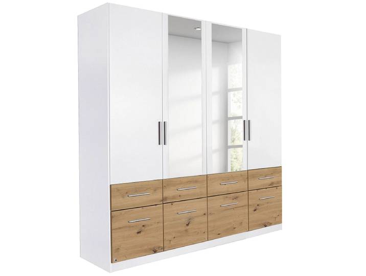 Drehtürenschrank GEORGIA weiss 4 Türen 8 Schubladen
