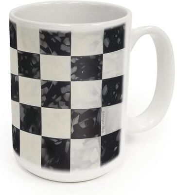 Highland Home Checkered Large Decorative Ceramic Mug 15 oz. Large Handle Dishwasher Safe Microwave Safe