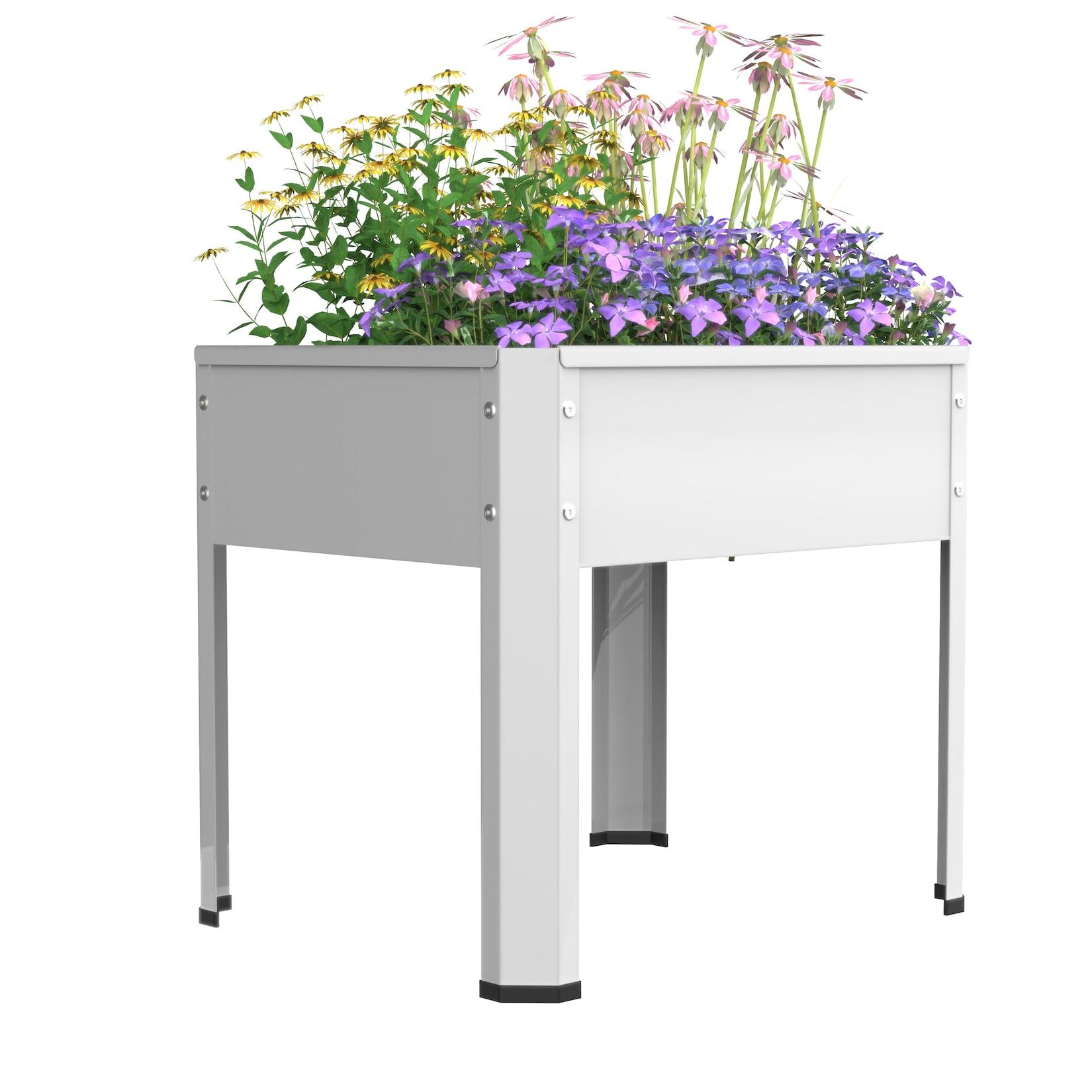 VCM Metall Hochbeet 50x40x45 cm, stehender Pflanzkasten für Balkon Terrasse Garten, Blumenkasten auf Beinen, Balora M