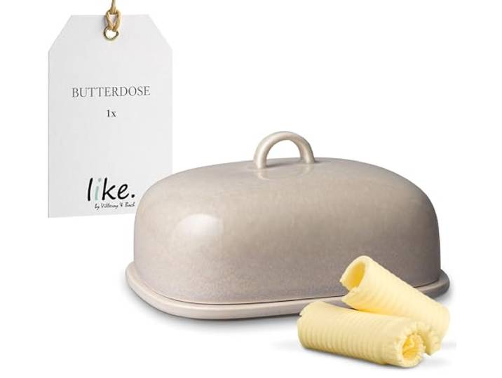 like. by Villeroy & Boch Perlemor Home - Beurrier\, beige\, en porcelaine haut de gamme