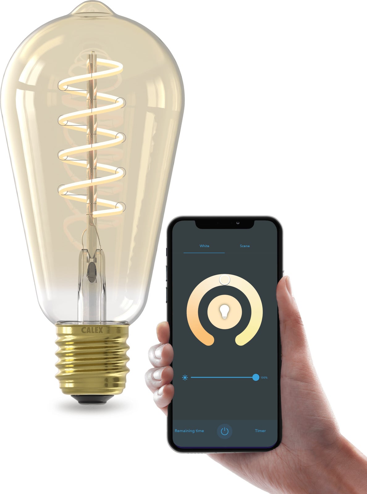 Calex Smart LED-lamp ST64 E27 warm wit licht WiFi dimbaar goudkleurig