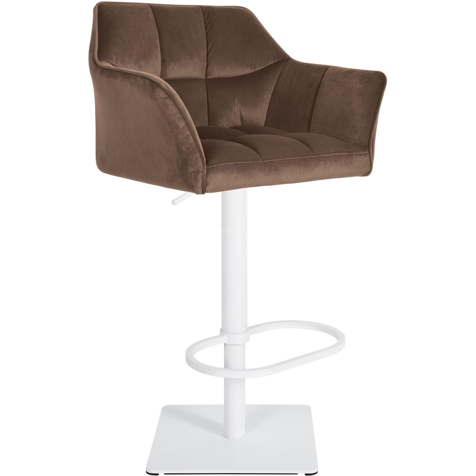 CLP Barhocker Damaso W Samt - Farbe: braun, Gestellfarbe: weiß
