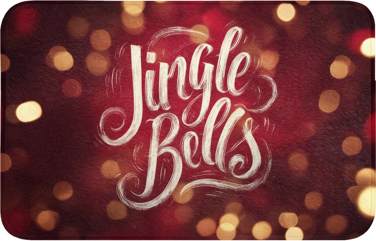 Jingle Bells Kerst WC mat - Rood - Antislip - 80 x 50 cm