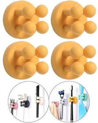 Inspired Finds Self Adhesive Toothbrush Holder yellow 4pcs