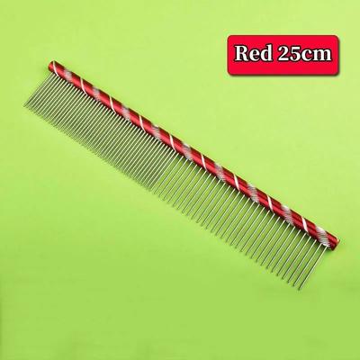 Inspired Finds ProGroom Stainless Steel Pet Comb Lightweight Detangling & Cleaning Comb For Cats And Dogs red 9.84in