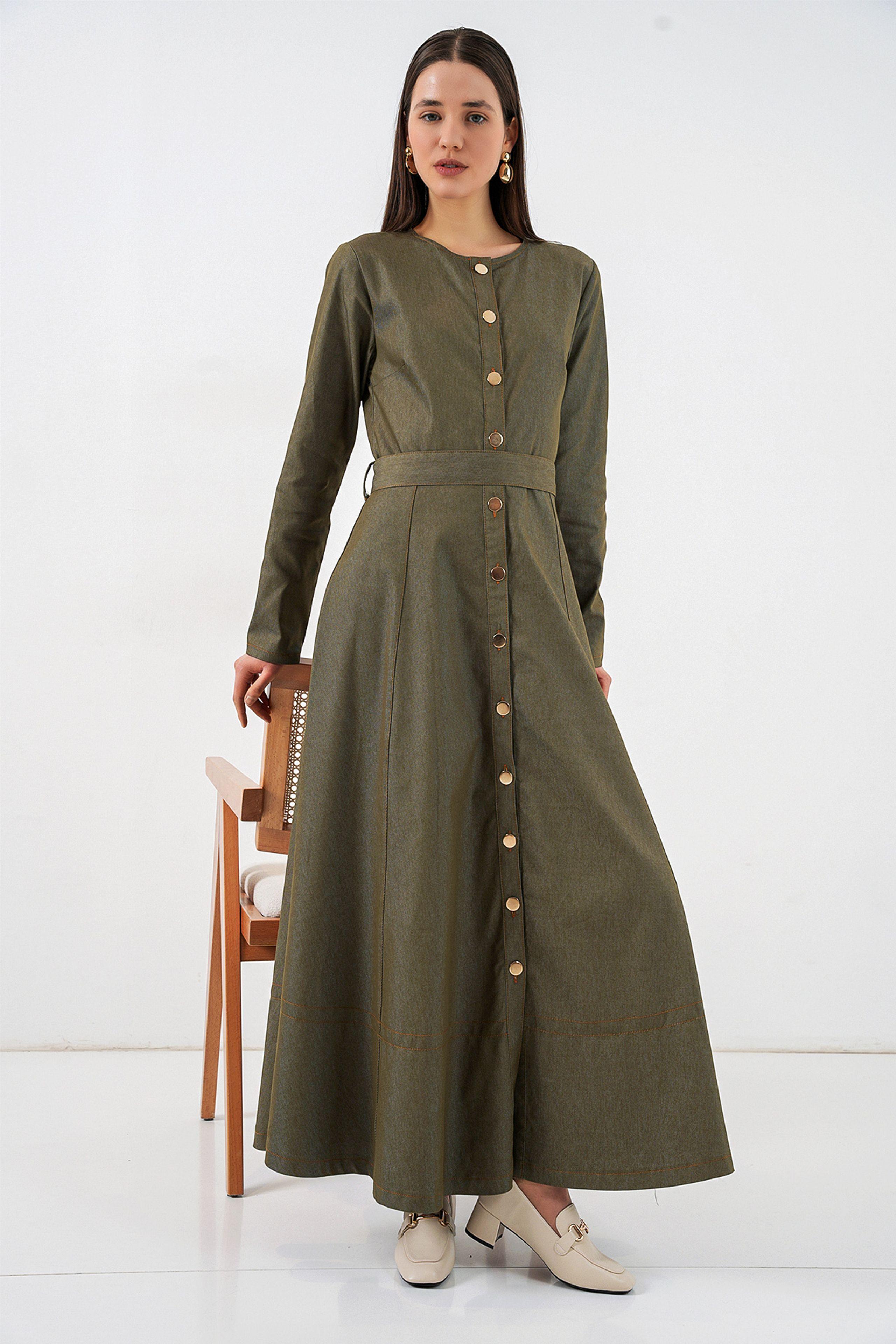 Gestrikte Denim Midi-jurk