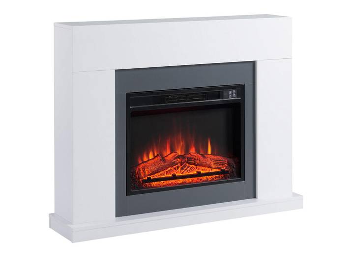 Homcom LED Elektrokamin Standkamin mit Flammeneffekt 1800/2000W Weiß, Metall, 26.6x87.5x113 cm, Kleinmöbel, Kamine & Zubehör