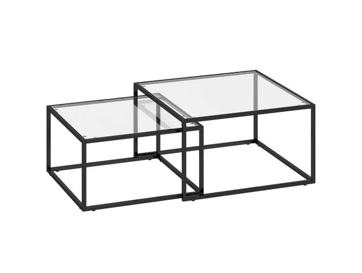 Homcom Couchtische Gehärtetes Glas, Metall Schwarz, Rund, rund, 75x42x75 cm, Wohnzimmer, Wohnzimmertische, Couchtische