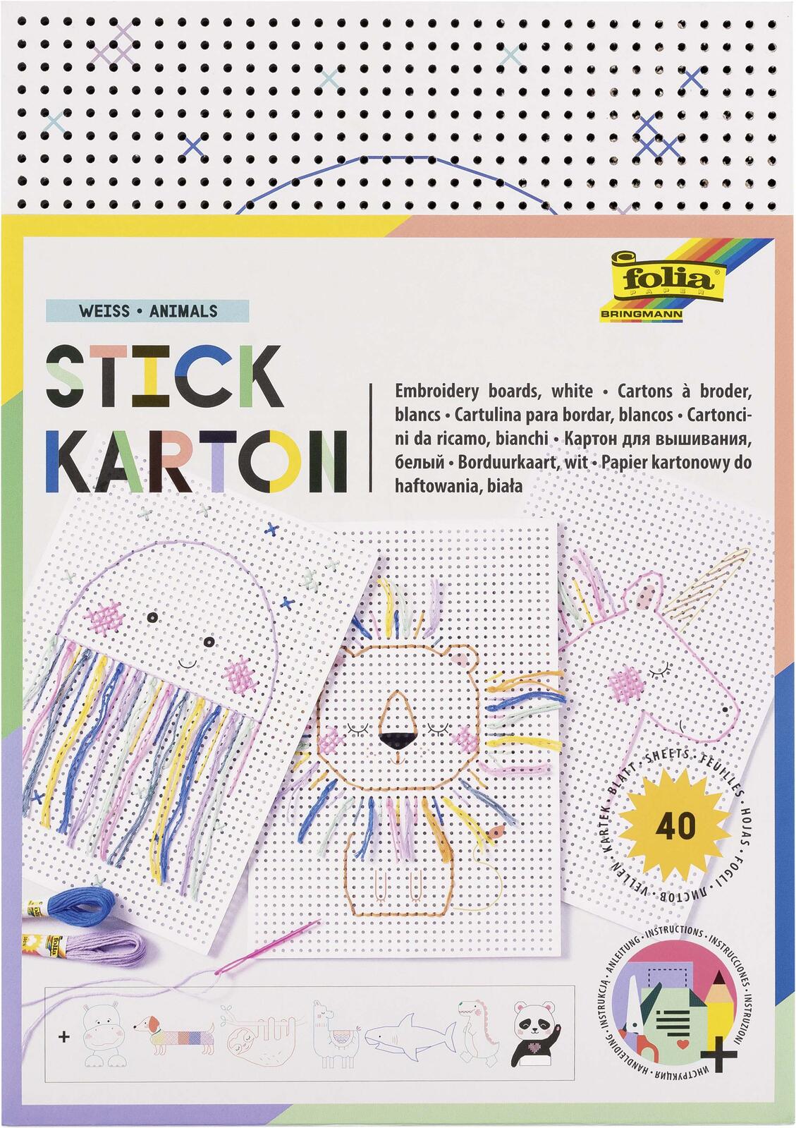 folia Stickbild Stickkarton Animal 2324