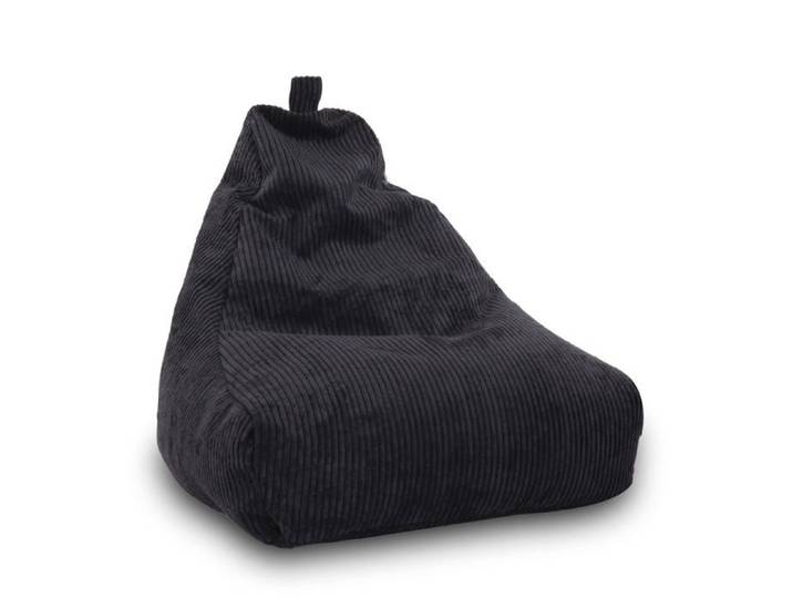 Keiko M Pouf Velours rembourré - Fauteuil Sac avec Coussin et poignée 85x100Cm Graphite Sz19 Ecopuf