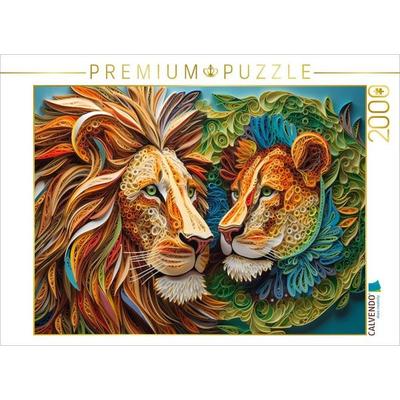 CALVENDO Puzzle Löwen in Quilling Technik | 2000 Teile Lege-Größe 90 × 67 cm Foto-Puzzle für glückliche Stunden