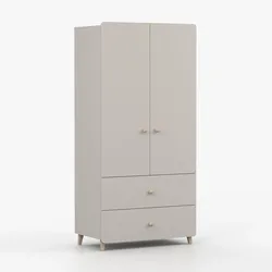 DREHTÜRENSCHRANK MARIO 2D 90 cm Kaschmir/Kaschmir, 2-türig, zwei Schubladen, Holzgriffe