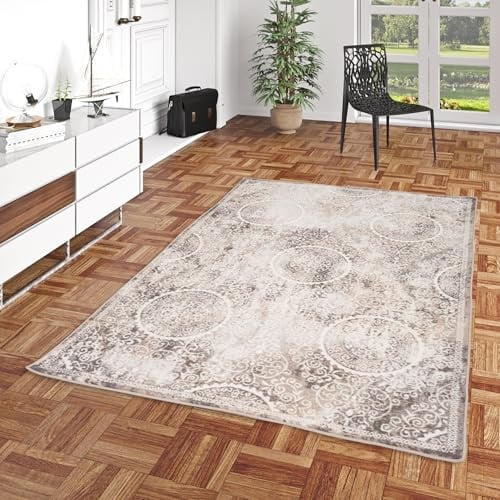 Tawira Vintage Designer Tapijt - Klassiek Barok Ornament - Beige