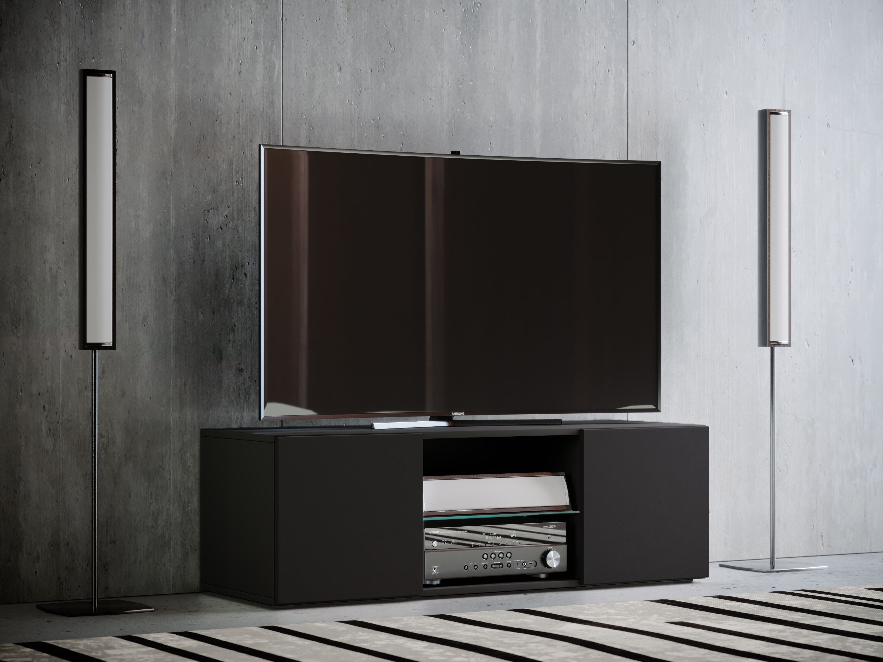 Wohnzimmertisch VCM "Holz TV Lowboard Möbel Fernsehschrank Lowina", schwarz, B:95cm T:36cm, Regale, Wohnzimmertisch