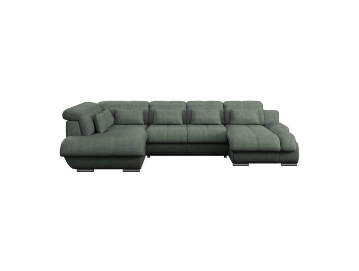 Mid.you Wohnlandschaft, Hellgrün, Metall, 7-Sitzer, U-Form, 345x228 cm, Stoffauswahl, seitenverkehrt erhältlich, Hocker Rücken echt, Wohnzimmer, Sofas & Couches, Wohnlandschaften, Wohnlandschaft U-Form