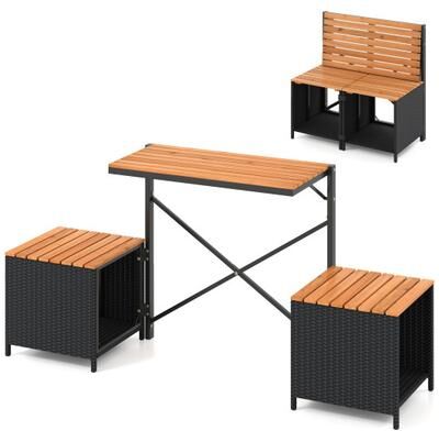 Costway 2-in-1 Transforming Picnic Table and Chairs Set with Storage