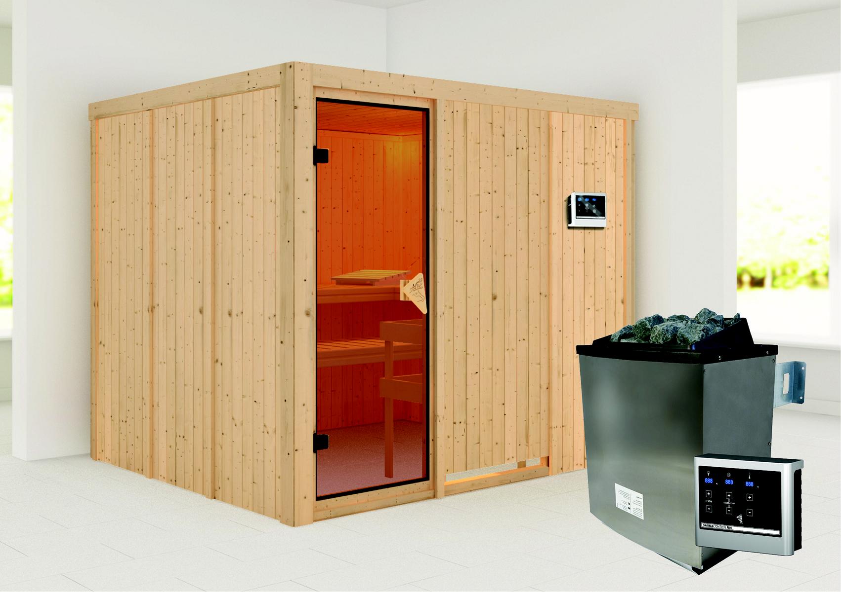 KARIBUHOLZT Sauna Gobin Front, 9kW ext. Strg. bronz.GGT 08288408