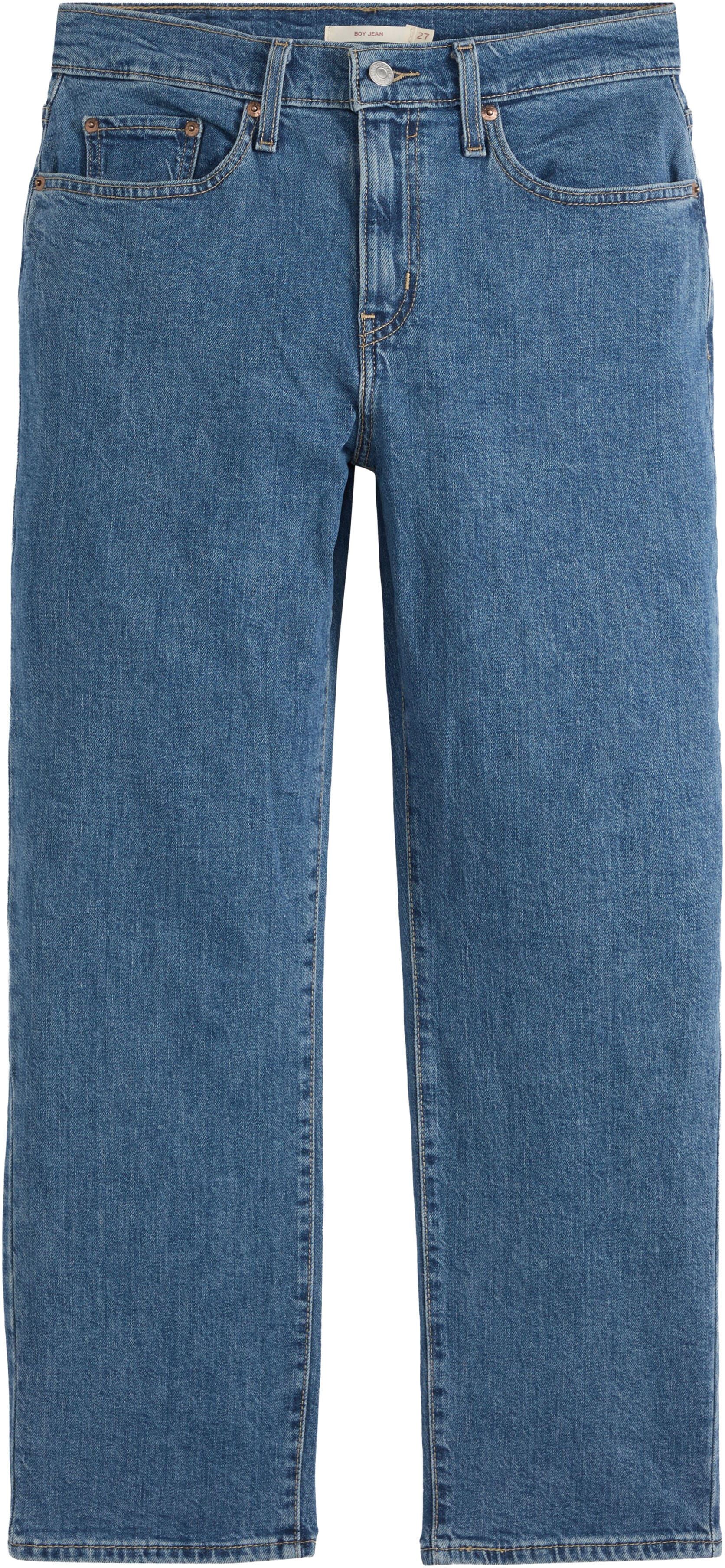 7/8-Jeans LEVI'S "BOY JEAN- H2'26", Damen, Gr. 30, Länge 27, blau (all money mid), Denim/Jeans, Obermaterial: 99% Baumwolle, 1% Elasthan, boyfriend fit 7/8-Länge, Jeans 7/8-Jeans, Boyfriend Fit all money mid 30, Länge 27