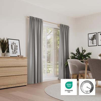 Vorhang NEUTEX FOR YOU "LUXURY", grau, B:141cm H:245cm, Polyester, Gardinen, Samtoptik mit edlem Glanz