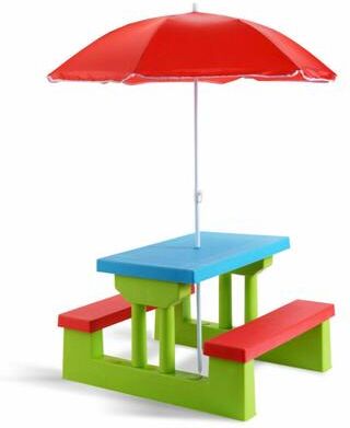 Costway Kids Picnic Folding Table and Bench with Umbrella