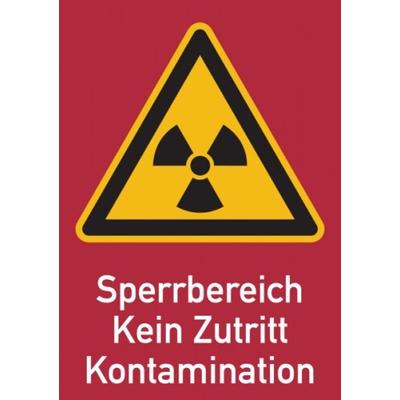 König Werbeanlagen Warnschild Strahlenschutz Sperrbereich - Kein Zutritt - Kontamination (WS 163) - 210x297x0.45 mm Aluminium geprägt