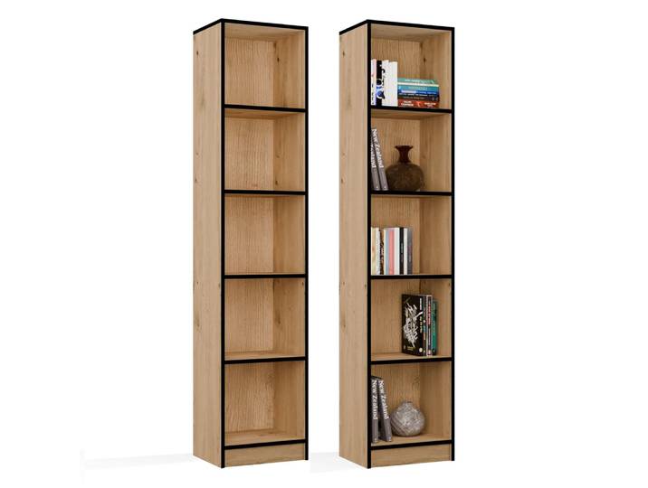 R40 Étagère Pour Livres Et Classeurs\, Chêne Artisan/noir\, 5 Étagères\, Pour Bureau