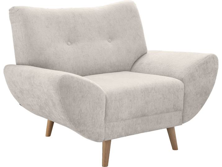 Sessel HOME AFFAIRE Basta komfortable Wellenunterfederung, Breite 111cm , beige (weiß), B:111cm H:82cm T:87cm, 100% Polyester, Sessel, Sessel