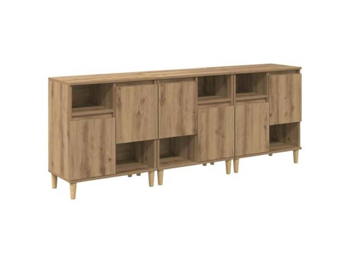 KGFHERENB Sideboard 3er Set Artisan-Eiche 60x35x70 cm Holzwerkstoff Drei moderne Kommoden bieten viel Stauraum für Esszimmer, Flur und Wohnbereich. Pflegeleichte Oberflächen mit Türen.