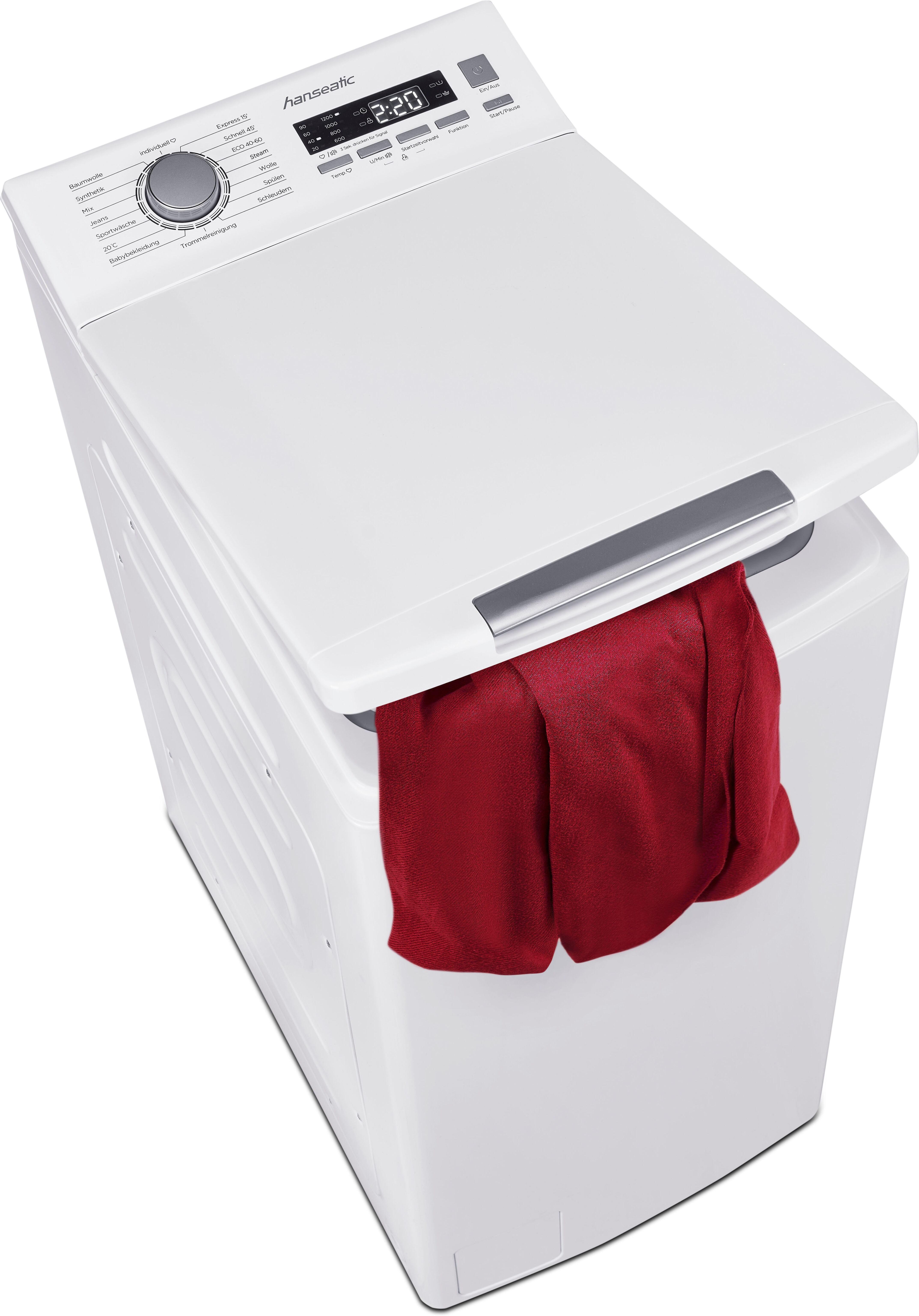 HANSEATIC Waschmaschine Toplader "HTW7512A", Energieeffizienz: A, weiß, B:40cm H:88cm T:61cm, Waschmaschinen, inkl. 3 Jahre Herstellergarantie, Waschmaschine Toplader