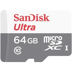 Sandisk Ultra (64 GB, microSDHC, microSDXC, U1, UHS-I), Speicherkarte, Grau, Rot
