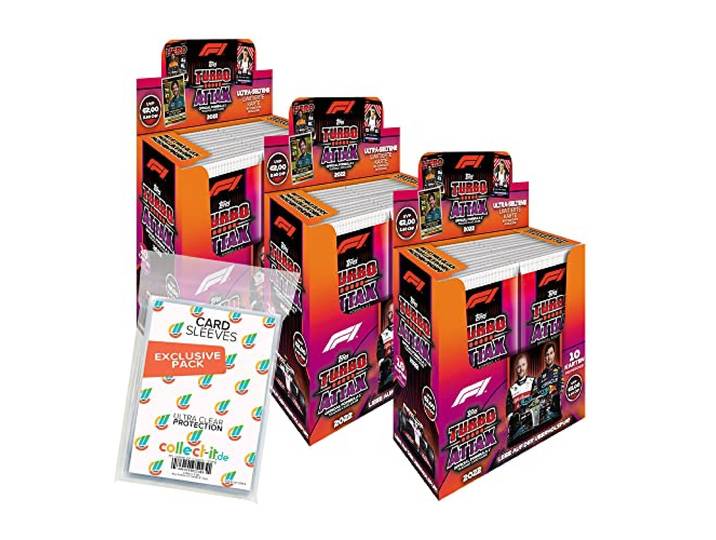 collect-it.de MY HOME OF CARDS + TOYS Exklusive Aufbewahrungshüllen im Bundle mit Turbo Attax Formel 1 2022-3 Display (72 Booster)