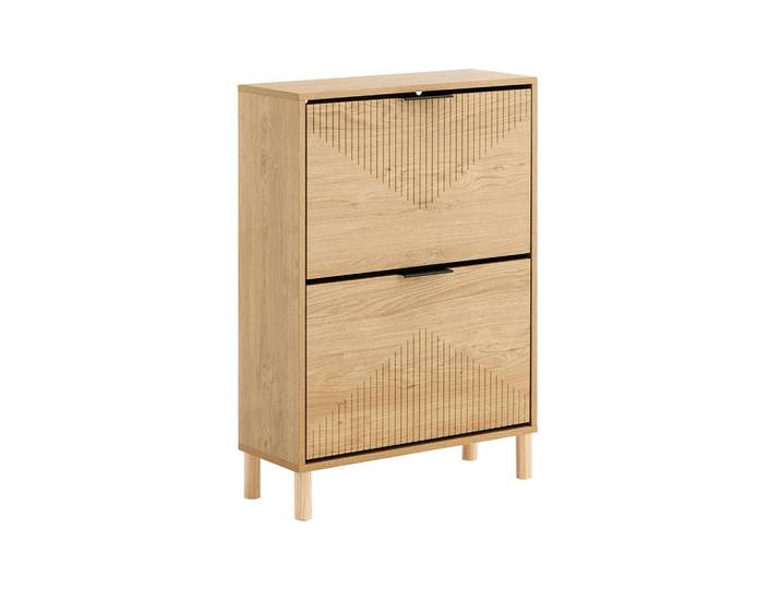 SoBuy Schuhschrank Schmal Natur, Naturfarben, Holzwerkstoff, 60x83x24 cm, Garderobe, Schuhaufbewahrung, Schuhkipper