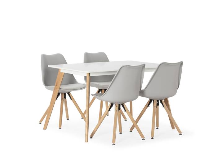 Ensemble table 120x80 cm et 4 chaises de salle à manger grises
