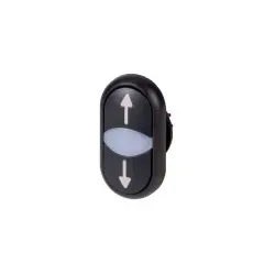Eaton 216711 Doppeldrucktaste, RMQ-Titan, Tasten und Leuchtmelder vorstehend, tastend, Vorsatzlinse weiß, schwarz, schwarz, beschriftet, Frontring  - 5 Stück